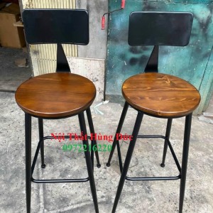 Ghế bar tựa sắt mặt gỗ