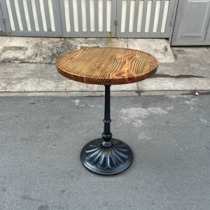 Bàn cafe chân gang mặt gỗ tt01