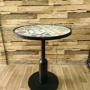 Bàn cafe chân sắt mặt gạch tròn hđ07