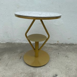 Bàn decor mặt đá tròn xtt14