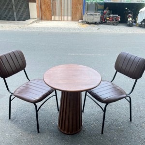 Bàn gỗ chân trụ tròn tm59