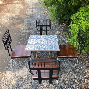 Ghế sắt mặt gỗ tt12