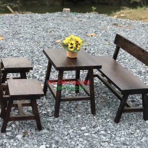 bộ bàn ghế đẩu gỗ tràm hđ01