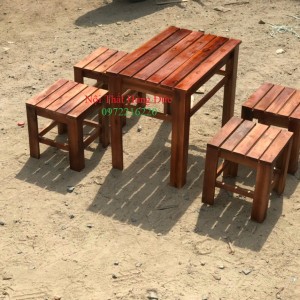 Bộ bàn ghế cafe gỗ tràm hđ05