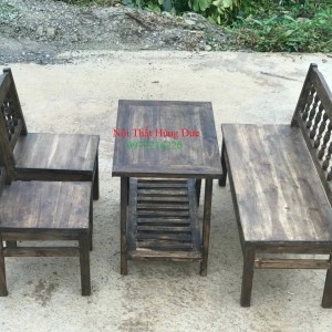 bộ bàn ghế cafe gỗ tràm hđ08