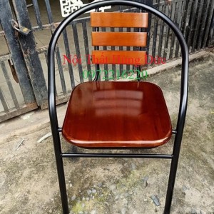 Ghế sắt mặt gỗ cafe ak02