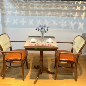 Bộ bàn ghế gỗ tay cầm thonet cafe