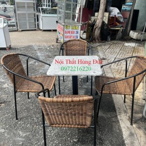 Bộ bàn ghế nhựa giả mây cafe ngoài trời