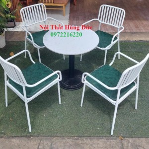bộ bàn ghế sắt bọc nệm cafe
