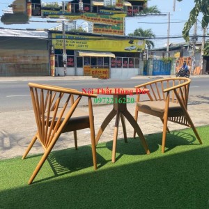 bộ bàn ghế gỗ 12 nan cafe