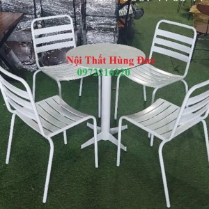 Bộ bàn ghế sắt cafe trắng sơn tĩnh điện