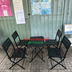 Bộ bàn ghế cafe sắt gấp nhỏ ngoài trời