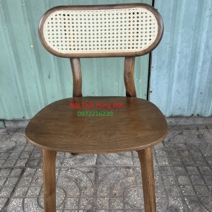 Ghế gỗ tựa đan mây sk