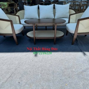 Bộ sofa cafe tựa đan mây nhựa