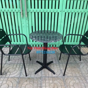 Bộ bàn ghế sắt đen ngoài trời hđ22