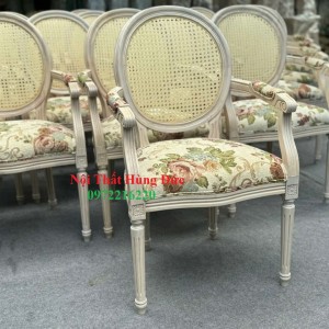 Ghế lousi tay cầm tựa đan mây