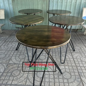 Bàn tròn cafe mặt bàn giả cổ chân sắt