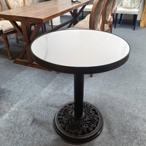 Bàn cafe chân gang mặt đá sk01