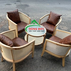 Ghế gỗ tựa đan mây vitage