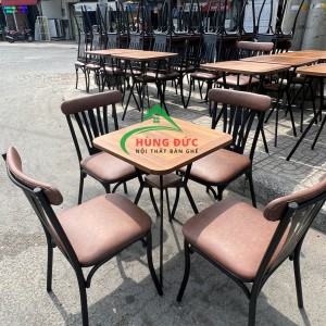 Bộ bàn ghế sắt nệm cafe