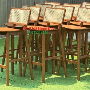 Ghế bar gỗ ash tựa đan mây tm02