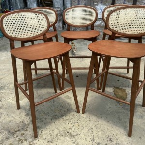 Ghế bar cafe tựa đan mây vitage