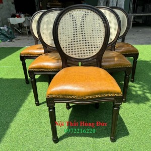 Ghế lousi tựa đan nhựa giả mây