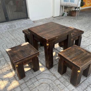 Ghế gỗ đẩu vintage sơ dừa