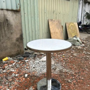 Bàn tròn inox mặt đá trắng