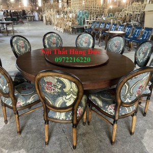 Bộ bàn ghế tròn lousi nhà hàng dlm02