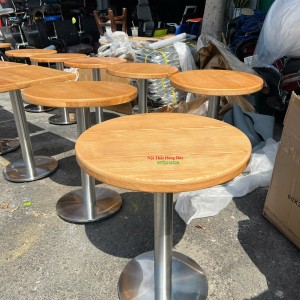Bàn tròn chân inox cafe
