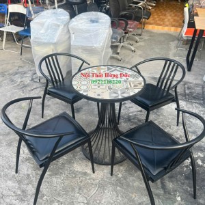 Bộ Bàn Ghế Cafe Sắt Mặt Đá Hoa Văn