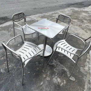 Bộ bàn ghế inox vuông cao cấp cho quán ăn – cafe – gia đình